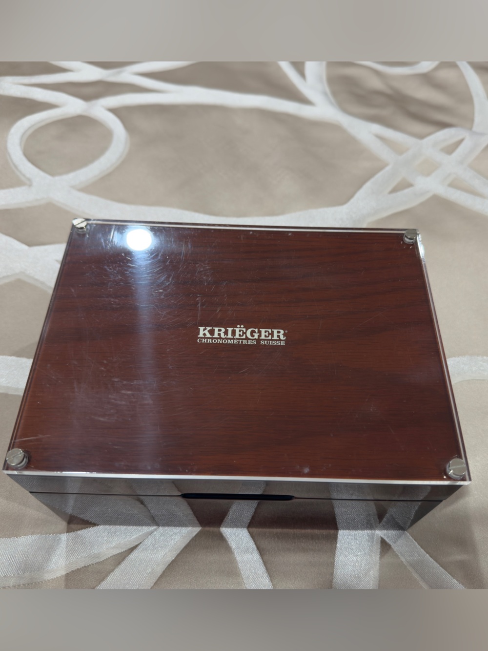 Krieger Chronomètres Suisses Luxury Wooden Watch Presentation Display Box